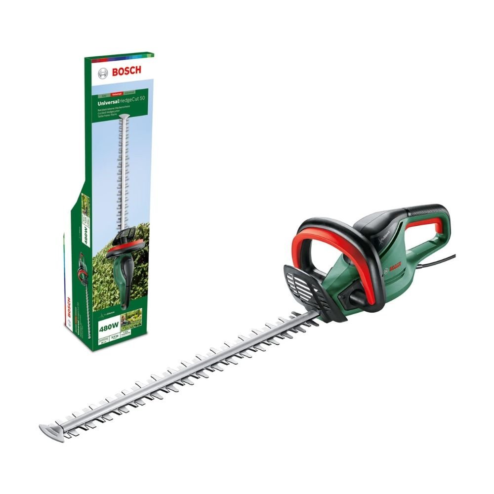 Bosch Home and Garden Trimmer UniversalHedgeCut 50 (480 W, Blade Length: 50 cm, for Medium Hedges, Tooth Opening: 26 mm, in Carton Packaging)