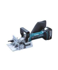 Makita DPJ180RMJ 18V Li-Ion LXT Biscuit Jointer with two 4.0 Ah batteries and charger in a Makpac case.