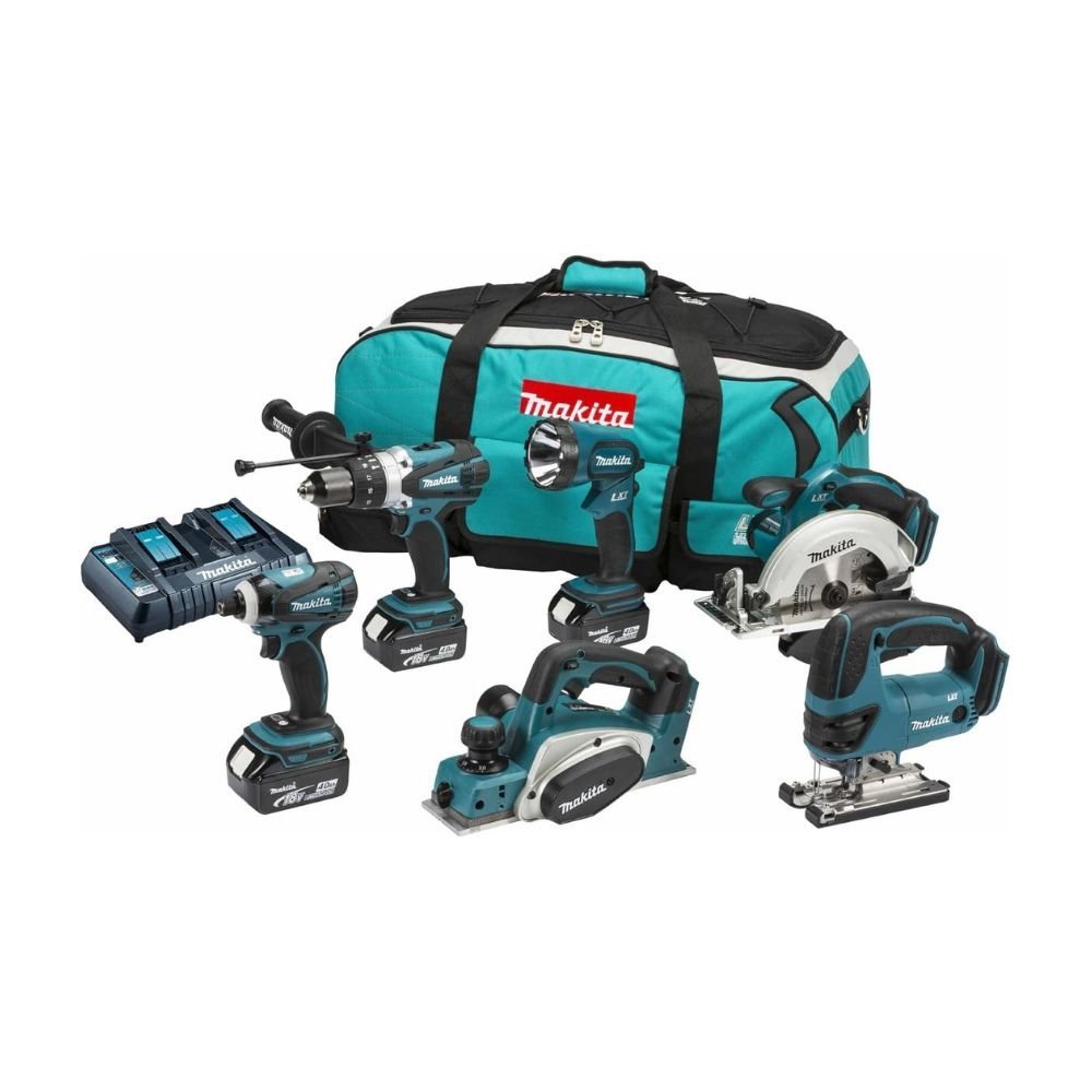 Makita 18V Li-Ion 6-Piece Combo Kit with 3 x 4.0Ah Li-Ion Batteries and Charger DC18RD - Model DLX6012PM
